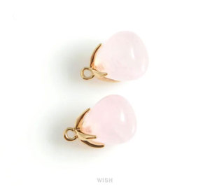 Colgante de Cuarzo Rosa con Forma de Fruta, Chapado en Oro, Latón, Certificado IGI, Estilo Boho, Joyería Unisex, Regalo - Product Image 2