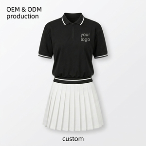 <b>Custom</b> logo Summer Solid Short Sleeve Pickleball Sports Polo Skort Athletic Set Breathable Moisture Management Four Way Stretch - Product Image 6