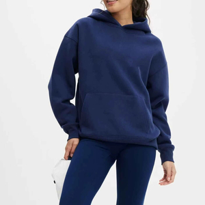 Sweat à capuche long oversize pour femme, tendance streetwear, coupe décontractée, en velours doux, logo frontal, hiver, personnalisable, écoresponsable - Product Image 2