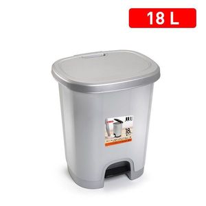 CUBO PEDAL 18L, Cubo de Basura Plateado con Tapa Abatible, Contenedor de Residuos Premium - Product Image 3