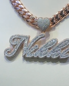 Luxury Moissanite <b>Custom</b> <b>Name</b> Pendant Cuban Link <b>Necklace</b> 925 Silver Iced Out Statement Jewelry Gift For Women - Product Image 2