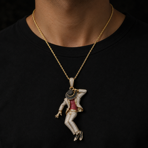 Colgante Personalizado de Bailarín Hip Hop con Micro Pavé de Diamantes de Imitación, Chapado en Oro sobre Plata 925, con Diamantes de Laboratorio y Moissanita, Estilo Celebridad - Product Image 5