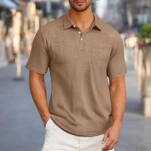 Polo de Corte Holgado de Manga Corta con Bolsillo en el Pecho, Camisa Polo Informal para Hombre de Negocios - Product Image 3