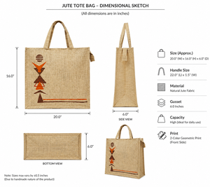 Oversized Natural Jute Tote <b>Bag</b> with Two Color Geometric Print Eco Friendly <b>Reusable</b> Shopping Carry <b>Bag</b> - Product Image 6