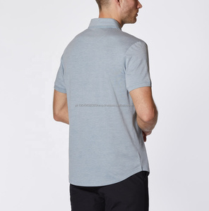 Chemises polo en coton poly spandex décontractées pour hommes, vêtements de loisirs athlétiques, col t-shirt pour hommes - Product Image 2