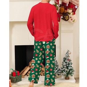 FIT FRONT INDUSTRIES <b>Men's</b> Christmas <b>Pajama</b> <b>Set</b> Long Sleeve Top Green Striped 100% Cotton Casual Homewear Sleepwear - Product Image 4