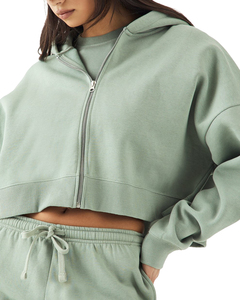 Sudadera Corta con Capucha para Mujer, Algodón Premium, Tejido de Punto Suave, Manga Corta, Informal, Moda de Invierno, Ropa Deportiva, Logotipo Personalizado - Product Image 6