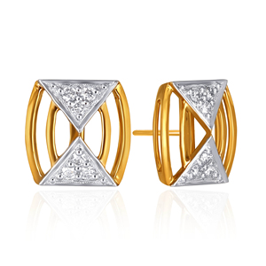Pendientes de Oro Amarillo con Diamantes, Corte Triangular, Piedra Natural, Minimalistas, Unisex, Joyería para Uso Diario - Product Image 3