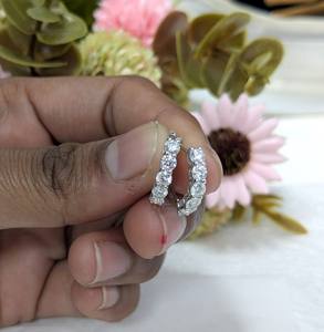 Boucles d'oreilles créoles en or blanc massif 10 carats certifiées IGI, diamant de laboratoire de luxe 1 carat taille ronde, cadeau de mariage pour femme - Product Image 4