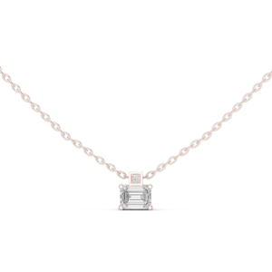 14K Rose Gold <b>Emerald</b> & Round Lab-Grown Diamond <b>Pendant</b> for Women | Everyday Wear | New Grown Diamond - Product Image 1
