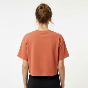 Women Cotton <b>Cropped</b> Short Sleeve T-Shirt Boxy Oversized Streetwear Casual Summer T Shirt OEM Custom Logo Bulk Wholesale - Product Image 2
