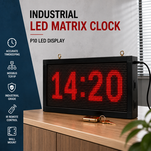 Industrial P10 <b>LED</b> Matrix <b>Clock</b> & Digital Factory Information Display – Modbus TCP/IP | OEM/ODM - Product Image 1
