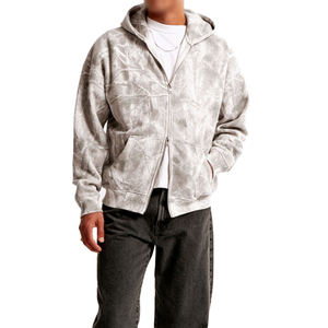 Nouvelle Arrivée Hiver – Sweat à Capuche Unisexe Oversize en Polaire Épaisse à Double Fermeture Éclair, Effet Délavé, Style Streetwear Personnalisé - Product Image 1