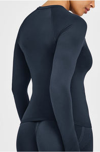 Ensemble de yoga sans couture personnalisé 2 pièces pour femme : haut court à manches longues et leggings taille haute pour la gym et le fitness - Product Image 6