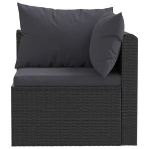 Black Outdoor Garden <b>Sofa</b> Set With Cushioned UV Resistant PE <b>Rattan</b> Patio Furniture Contemporary Design Waterproof Cushions - Product Image 4