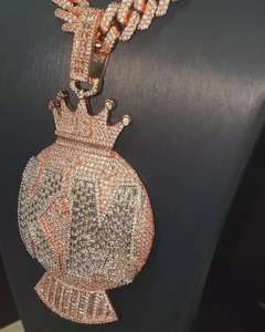 Colgante Medallón Hip Hop de Cadena Cubana Bicolor, Chapado en Plata 925, con Incrustaciones de Circonitas, Personalizable con Nombre y Letra, con Colgante de Corona Personalizado, Para Regalo - Product Image 4