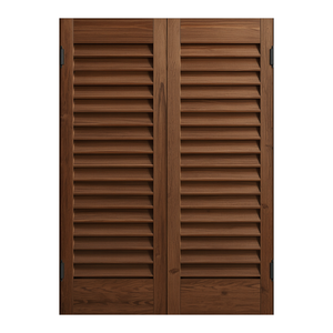 Puertas rústicas premium con persianas interiores, fabricadas en madera maciza con acabado de superficie lisa y diseño moderno. - Product Image 1