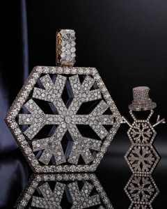 Colgante de Plata de Ley 925 Chapado en Oro para Hombre, Joyería Hip Hop Personalizada, Colgante de Diamante Moissanita con Diseño de Copo de Nieve, Engaste de Garra, Certificado GIA - Product Image 2