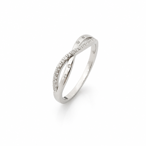 Bague en argent sterling 925 pour femme, motif croisé ondulé avec zircone cubique, finition polie, élégante et moderne, pour usage quotidien, mariage ou fête - Product Image 2