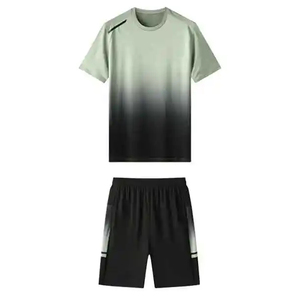 Men's Gradient Color Sporty <b>T</b>-<b>Shirt</b> Shorts Set Crew Neck Quick Dry <b>Polyester</b> Spandex Summer Athletic Wear - Product Image 4
