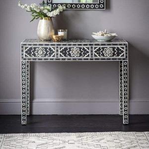 Mesa con Incrustaciones de Hueso de ILAHI, Diseño Moderno con Detalles de Ágata, Almacenamiento Portátil, Muebles para el Hogar - Product Image 3