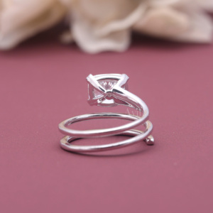 IGI Certified Lab Grown <b>Cushion</b> Diamond Spiral Wrap <b>Ring</b> Solid 925 Sterling Silver Modern Solitaire Engagement <b>Ring</b> - Product Image 3
