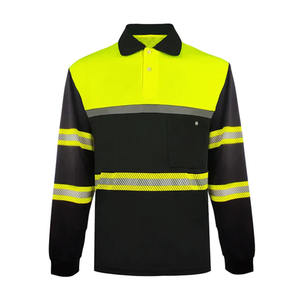 Polo de travail pour homme à manches longues en polyester, personnalisable avec logo, haute visibilité, séchage rapide, pour la construction et l'ingénierie - Product Image 1