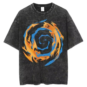 Custom Digital Printing Washed Plus Size <b>Men's</b> Shirts 100% Cotton <b>Animal</b> Print Formal Loose Fit 180g Knitted - Product Image 2