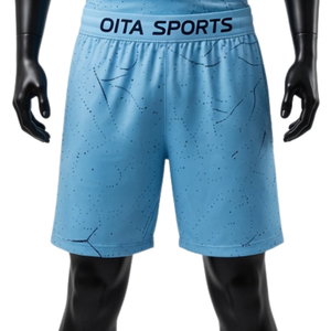 Ensemble T-shirt et short de compression pour homme bleu ciel et marine, séchage rapide, extensible, pour fitness, gym, entraînement, course à pied, sport - Product Image 5