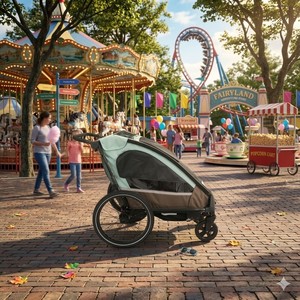 Remorque/Poussette/Vélo de jogging pour enfant en alliage d'aluminium série KS-200 3-en-1 avec suspension indépendante et tissu résistant à l'eau 600D - Product Image 2