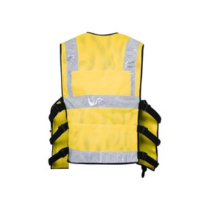 Gilet de sécurité jaune haute visibilité, bandes réfléchissantes, plusieurs poches, 100% polyester, uniforme de garde de sécurité, unisexe, toutes saisons - Product Image 3
