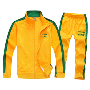 Ensemble de survêtement avec accents noirs, fermeture éclair intégrale, design sportif, matière polyester à séchage rapide, pour adulte, idéal pour le printemps et de haute qualité - Product Image 4