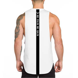 Camiseta sin mangas de algodón para hombre con logotipo personalizado, informal, para verano, fitness, gimnasio, entrenamiento, atlética, al por mayor - Product Image 6
