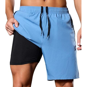 กางเกงออกกำลังกายผู้ชายแบบ 2 in 1 พร้อมซับในรัดรูป แห้งเร็ว รับผลิตแบบ OEM พร้อมโลโก้ตามสั่ง - Product Image 1