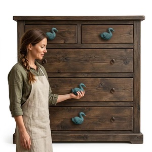 Pomo de Gabinete Moderno Ba Swan de Aleación de Zinc con Acabado Azul Lavado, Fácil Instalación, Tirador para Muebles de Cocina y Armario - Product Image 3
