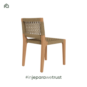 Silla de Jardín Moderna y Minimalista de Madera de Teca para Todo Clima, con Doble Mimbre, Fácil de Montar, Muebles de Patio para Comer al Aire Libre - Cakra - Product Image 2