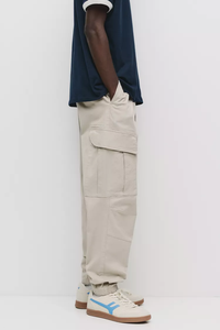 Pantalon cargo décontracté pour homme, taille élastique avec cordon de serrage, couleur unie, plusieurs poches, respirant, en coton, style printemps - Product Image 5