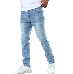 Jeans en denim coupe droite pour homme |   Pantalon décontracté confortable avec broderie et boutons, écologique, idéal pour les activités de plein air au printemps - Product Image 1