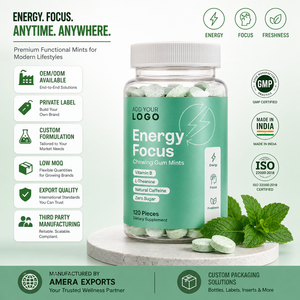 Chewing-gum Energy Focus, étiquette personnalisée OEM, complément nutritionnel sportif, saveur menthe, 120 pièces - Product Image 3