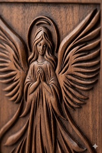 Handcrafted Wooden <b>Pet</b> Urn <b>Box</b> with Angel Carving Eco-Friendly Keepsake Ashes Container - Product Image 4