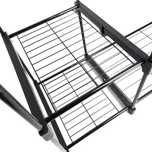 Armadio pieghevole in plastica a cinque livelli con spazio per appendere vestiti - Nero - Product Image 5