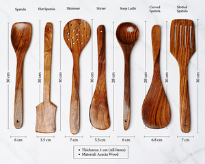Cucharas y Espátulas de Madera (35.56 cm), Madera Maciza Lisa, Antiadherentes y Seguras para Cocina - Product Image 3