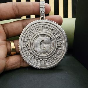 Colgante Hip Hop Completamente Cubierto de Diamantes, Chapado en Platino, Diamantes Cultivados en Laboratorio, Acero Inoxidable, DOPE JEWELLS DHP-0015 100GM, Moderno, Unisex - Product Image 3