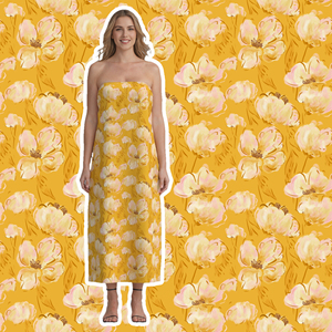 <span class=keywords><strong>Abito</strong></span> <span class=keywords><strong>Midi</strong></span> Floreale <span class=keywords><strong>Giallo</strong></span> Senza Spalline, Elegante Vestito Tubino Boho per Donne - Product Image 1