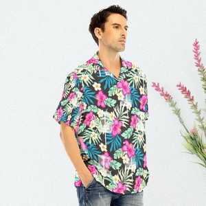 Men's Casual Short Sleeve Floral Hawaiian Shirt Turn-<b>down</b> Collar Digital Printed Summer Vacation Breathable Poplin Fabric 100% - Product Image 5
