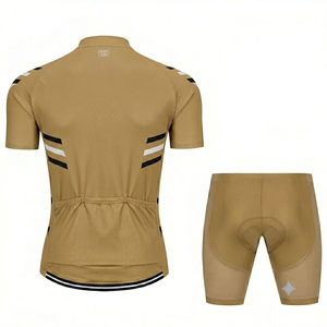 Wholesale Custom khaki cycling jersey set men women short sleeve bib shorts cycling breathable cycling kit <b>athletic</b> fit suit - Product Image 2
