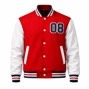 Chaqueta Varsity Personalizada OEM, Chaqueta de Béisbol Letterman, Cuerpo de Lana, Mangas de PU, Botones a Presión, Chaqueta de Invierno - Product Image 1