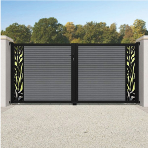 מערכת שער אוטומטית לוילה מודרנית יוקרתית לחצר קדמית ולגינה, ספק שער גדר חיצוני מסגסוגת אלומיניום - Product Image 4