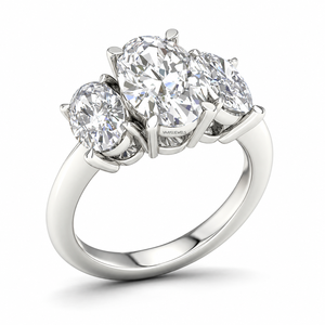 Anillo de Compromiso con Tres Piedras de Diamante Cultivado en Laboratorio con Certificación IGI, Corte Ovalado, Oro de 10K, 14K, 18K, Plata 925, 935, Joyería Nupcial para Boda - Product Image 2