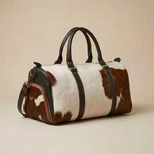 กระเป๋าเดินทางหนังแท้ลายขนสัตว์ กระเป๋าหนังวัวแบบถือสะพาย กระเป๋าเดินทางสุดสัปดาห์ กระเป๋าถือขึ้นเครื่องบิน สำหรับส่งออกขายส่ง LHTB-0077 - Product Image 6